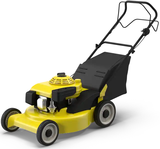 Yellow push lawn mower in Greenfield, MN